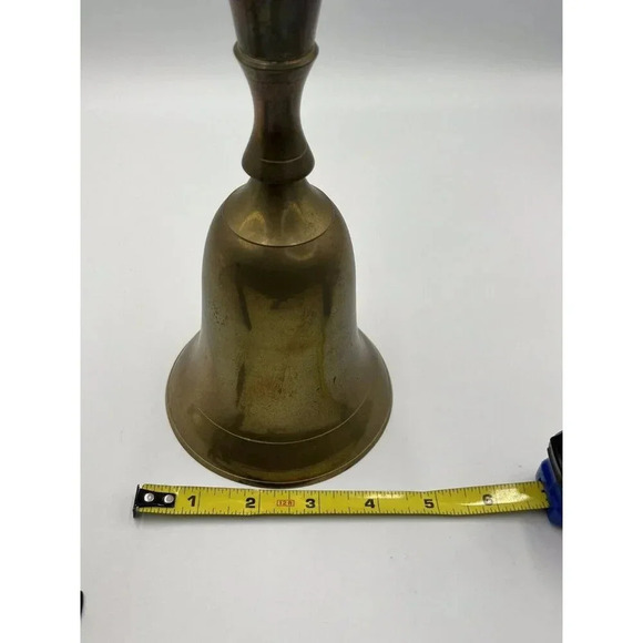 Large Vintage Sarna?Hand Bell School/Dinner/Church Solid Brass 11”Patina - Picture 10 of 10